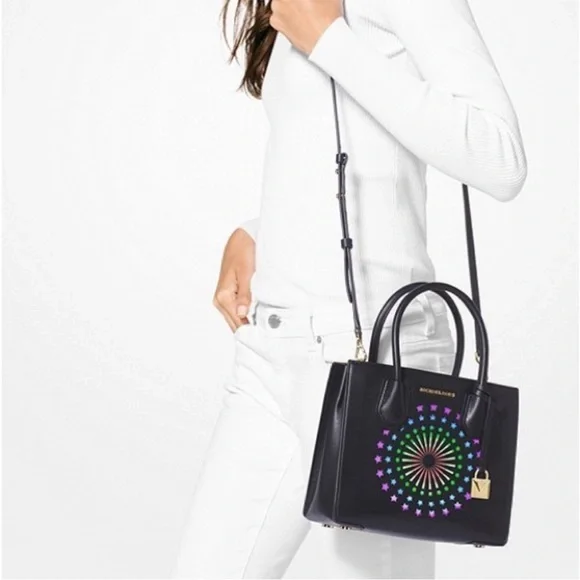 Michael Kors Lights Up Black Mercer Tote EXTREMELY RARE - Picture 3 of 13